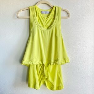 adidas stella mccartney tennis workout double tank top run neon yellow small